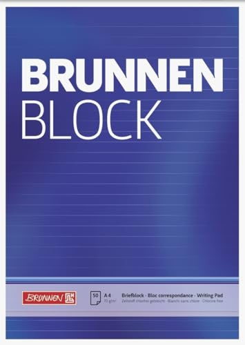 Brunnen 10 x Briefblock Brunnenblock A4 70g/qm liniert 50 Blatt