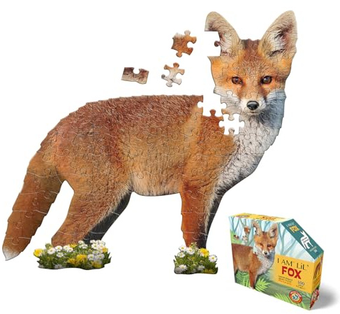 Madd Capp, Shapepuzzle Junior, Konturpuzzle Fuchs, 100 XL Teile Puzzle für Erwachsene und Kinder ab 5 Jahren