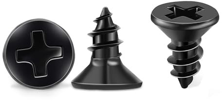 Edelstahl rostfrei A2, Ø 4,0 x 10 mm, 100 Stück, Schwarz Kreuzschlitzschrauben Holzschrauben, Senkkopf, Vollgewinde