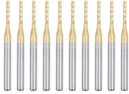 uxcell 10Pcs 1.5mm Titanium Coat Carbide End Mill Engraving Milling Cutter CNC Router Bits for PCB Machine, 1/8 Shank