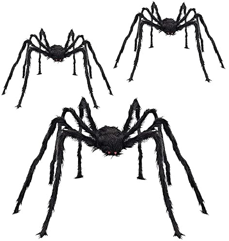 3 groß 150cm 90cm 90cm Gruselige Spinnen Set Halloween Spinnen Riesenspinne Halloween Horror Deko schwarz