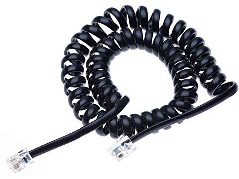 Keple RJ10 Telefon Telefonkabel Blei geschweift Gefederter Spiral-Hörerdraht 2 Meter Kompatibel mit Festnetz Telefone AT&T, Cisco, NEC, ROLM, ITT, TI (Schwarz)