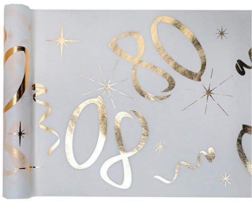 WOOOOZY Tischläufer 80. Geburtstag Metallic, 5m x 30cm