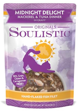 Soulistic Originals Midnight Delight Mackerel & Tuna Dinner in Gravy Wet Cat Food, 3 oz., Case of 8