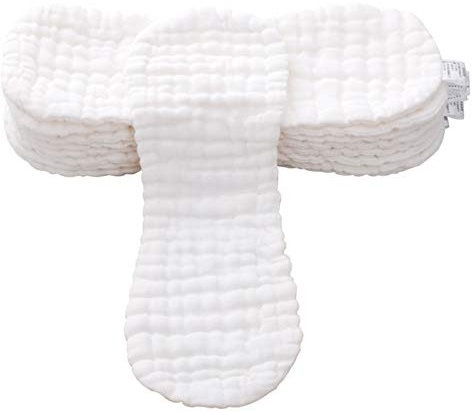 Babywindeln Waschbare Bambuskohle Windeln Wiederverwendbare Baby Windel 4 Schichten Stoffwindel Einlagen (Baumwoll A, 10 PCS)