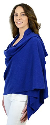 Écharpe de voyage 100 % pur cachemire dans une boîte cadeau, bleu marine, L