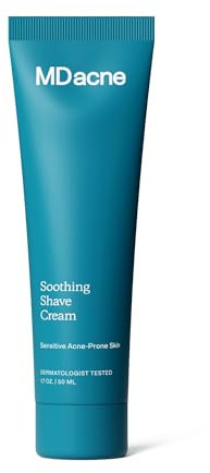 MDacne Shaving Cream for Acne-Prone Skin - Soothing, Oil-Free, Eliminates Razor Burn, Cuts & Infections - Reduce Skin Irritation & Prevent Shave Bumps - Vegan, Paraben-Free & Cruelty-Free
