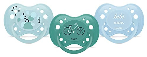 DODIE, Sucettes Anatomiques, Tetine pour bébé, +18 mois, Sans BPA, Résistante, Bleu, Garçon, Vélo, Lot de 3