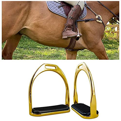 QMZDXH Pferdebügel Bügeleisen mit Gummifußbett, 2Pcs Steigbügel, Erwachsene Langlebige Reitbügel für Reiter Leichte, Rutschfester Flexibler Sicherheitsbügel für professionelle Reiter Yellow