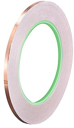 sourcing map Ruban Conducteur Double Face Ruban Feuille Cuivre 4mm x 30m/98.4pied pour Guitare Artisanat Blindage EMI Réparations Électriques