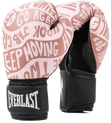 Guantes de Boxeo Everlast Spark 10oz, Oro Rosa de Cuero Sintético para Saco y Clases Fitness, Cierre de Velcro, Pulgar Ergonómico y Espuma Moldeada - Auténtico Everlast