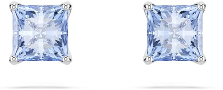 Swarovski Clous d'oreilles Matrix, Taille Carré, Bleues, Métal rhodié