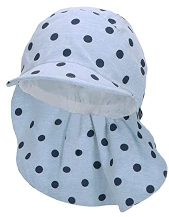 Sterntaler Baby Mädchen Schirmmütze Baby Schirmmütze Nackenschutz Punkte - Schirmmütze Baby, Baby Mützen - mit Nackenschutz - himmelblau, 51