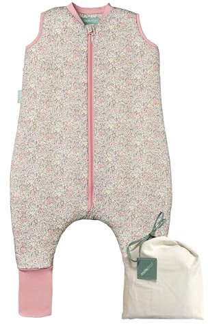 molis&co - Baby schlafsack mit Füßen und Socke - Ideal für den Winter - Babyschlafsack mit Beinen 2,5 tog - 100% Baumwolle (Oeko-TEX 100), Premium Qualität - Pastel Floral (80 cm)