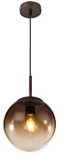 Lampada a sospensione con sfera di vetro, 1 luce, design in vetro ambra, diametro 20 cm