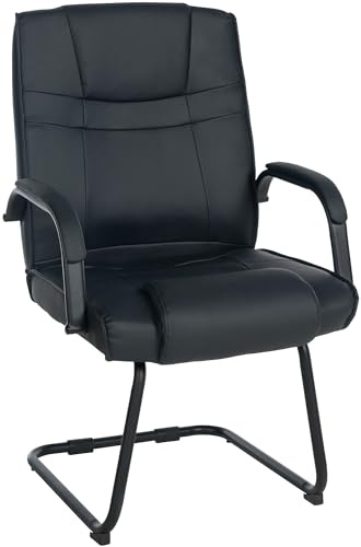 CLP Chaise Cantilever Attila XXL avec Accoudoirs - Fauteuil Oscillant de Bureau en Similicuir - Chaise de Salle ŕ Manger Rembourrée Charge Max 1, Couleur:Noir/Noir