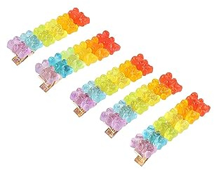 5Pcs Colorful Gummy Bear Hair Clips Candy Color Cartoon Bear Hair Clip Barrette Resin Animal Hairpin Hair Accessories for Women Girls Jewelry Gift