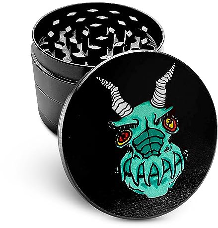 OnAir® Grinder 4 pezzi – Tritatutto per erbe con setaccio e raschietto – Macinino in metallo da 50 mm per erbe tabacco spezie (Skeeper)