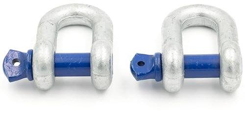 Schäkel 1,5t Tragfähigkeit 2 Stück Gerade mit Augbolzen - Geradschäkel Form DW - Schäkel Hochfest Stahl Feuerverzinkt - Hochfester Bügelschäkel - Lastschäkel - Hebeschäkel