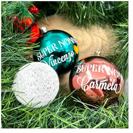 Super Nonni Coppia di Palline di Natale Lucide personalizzate con Nomi Idea Regalo per Nonni Nipoti Natale Buone Feste addobbi natalizi festività ghirlande Decorazioni casa Albero Presepe