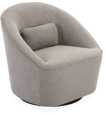 sweeek - Fauteuil pivotant 360° en Tissu grège. avec Coussin Lana L 80 x P 73 x H77cm