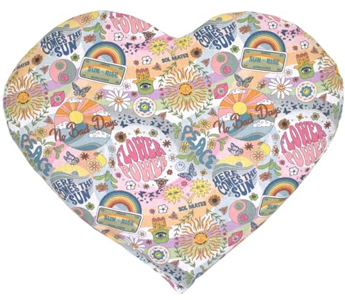 GIRAFFENLAND Bio-Körnerkissen Herz ca. 30x25cm - Bio-Baumwolle Flower-Power - Bio-Roggen-Weizen-Füllung