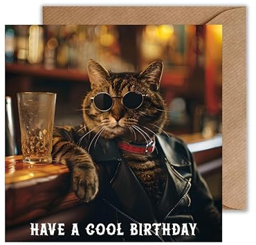 Happy Birthday Coole Katzen Karte zum Geburtstag - Lustige Geburtstagskarte Have a cool Birthday Geschenkkarte Witzig Glückwunschkarte Geburtstag (125 x 125 mm)