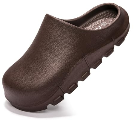 Women's Arch Support EVA Garden Shoes for Women - Comfort Waterproof Slip-on Outdoor Beach Mules Sandal Ladies Classic Closed Toe Clogs (Brown,US 9-10)