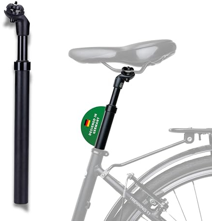 CONTEC Feder-Patentsattelstütze Kano, 40 mm Federweg, Fahrergewicht bis 120 kg, 350 mm lang, Aluminium, 2-Bolzen Klemm-Mechanismus, 30,9 mm, schwarz