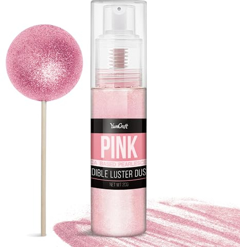Essbarer Glitzer Spray für Getränke - 20g Lebensmittel Glitzerpulve für Likör, Cocktails, Dekorieren Torten - Geschmacklos Glitzer Pulver Glitzerstaub für Sekt, Wein, Champagner, Backen (Rosa)
