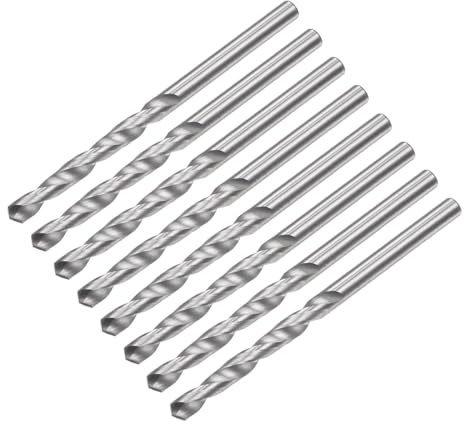 sourcing map Solid Carbide Drill Bits, 2.5mm C2/K20 Tungsten Carbide Jobber Drill Bits Straight Shank Drilling Tool for Stainless Steel Aluminum Iron Metal Plastic 8pcs