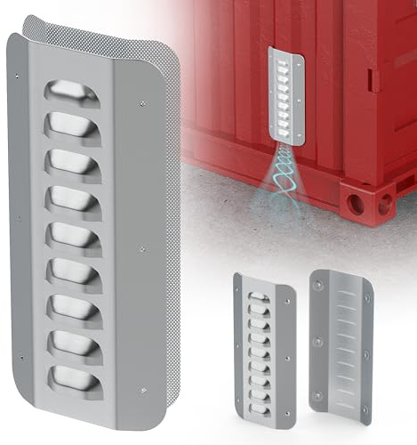 Juego de 2 rejillas de ventilación de aire para contenedores de envío, rejillas de ventilación de acero galvanizado para contenedor de envío, ventilación de flujo cruzado, contenedor de carga que