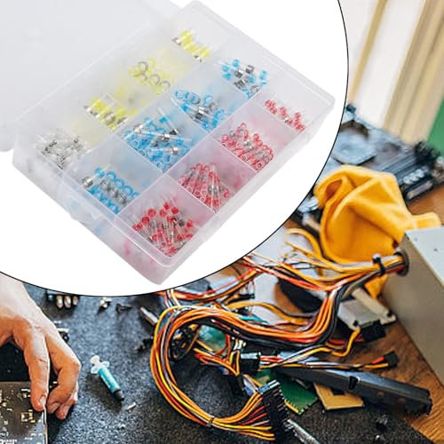 ReachMall Kit di Tubi termorestringenti da 200 Pezzi, Kit di Manicotti Impermeabili per Saldatura, Manicotto di Saldatura sigillato, Filo di Tenuta per Saldatura per AWG, connettori termorestringenti