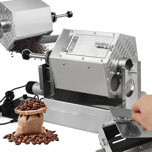 WhAeoy Torréfacteur De Café Professionnel, Machine À Torréfier Le Café, 100-1200 G/Heure, avec Thermomètre, Vitesse De 5 À 55 TR/Min, Température Constante À 360 °, pour Grains De Café, Céréales,A