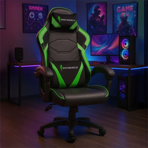 San Marco Sedia Gaming Ergonomica (Verde)