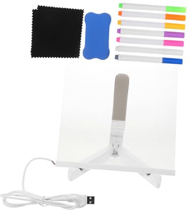 Alipis Led-notiztafel mit Beleuchtung Acryl-schreibtafel zum Zeichnen und Schreiben Trocken Abwischbar Tragbar für Zuhause und Büro