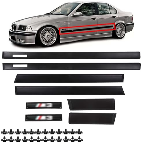 INLY 6 TLG Türleisten Seitenleisten Stoßleisten Zierleisten M Stil kompatibel mit 3er E36 Limousine/Touring (1990-1999)