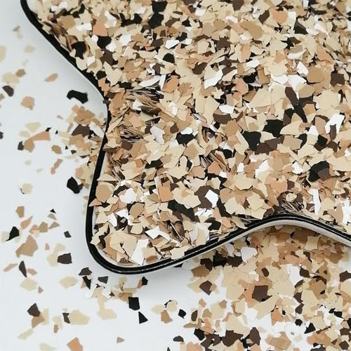 1LB Epoxy Floor Flakes Blend Decorative Color Chips Garage Paint Chips Concrete Floor Coatings for Garage Wall Interior and Exterior House Paint(Earth Yellow/Black/Brown/Mud Yellow/Yellow/White