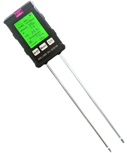 Misuratore di umidità del suolo, 6 su 1 tester di terreno rotante a 90 ° comprende fertilità/umidità/pH/temperatura/luce solare/umidità ambientale, retroillumina LCD Visualizza misuratore del te