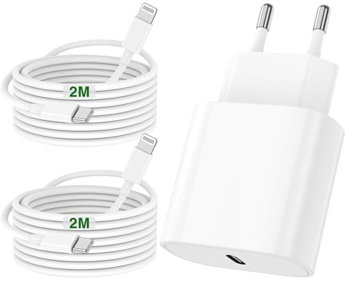 Cargador Carga Rapida iPhone 14 13 12 11 Apple MFi Certificado,20W USB C Enchufe con 2M+2M Cable Cabezal Adaptador Pared Charger Corrient for iPhone 14/14 Pro/14 Pro Max/14 Plus 13 12 11 XS XS MAX XR