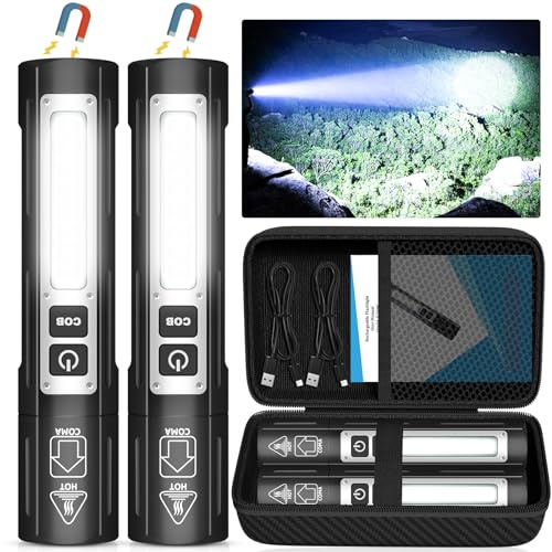 Banral Torcia ricaricabile estremamente luminosa mini torcia elettrica con 8 modalità impermeabile per campeggio, escursionismo, pesca, emergenza all'aperto