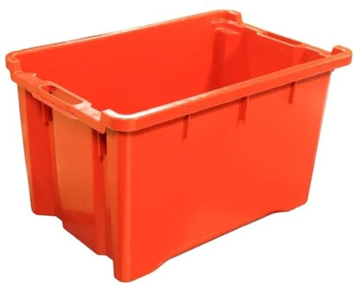 EffeDecor Cassetta in PVC Impilabile Chiusa per Alimenti Ideale per Raccolta Frutti Vendemmia Olive Sovrapponibile ed Inseribile Rossa 56x35x31 cm (10)