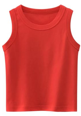 XINYUNZU Tank Top Kinder Baumwolle Sommer Atmungsaktiv Unterhemd Ärmellose Shirt Einfarbig Tanktop Rundhals Freizeit Tops Bequeme Unterhemden für Jungen und Mädchen 1-9 Jahre