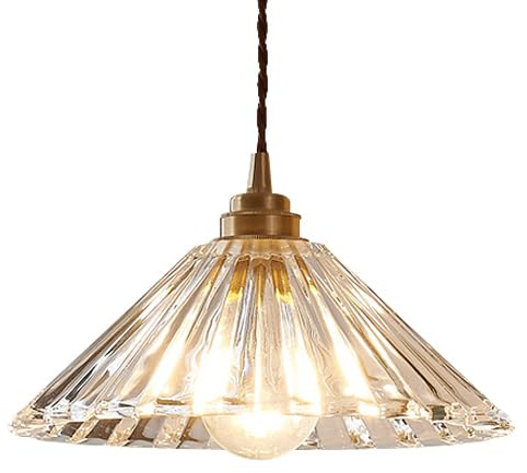 JISHUBO Creative Pleated Glass Hanging Lamp, Nordic Minimalist Style Chandelier, E27 Light Source Single Head Pendant Light, Living Room Balcony Bedroom Decoration Light Fixtures