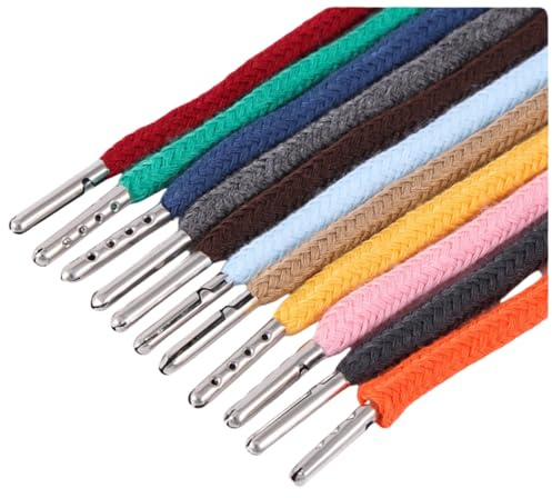 AMateschitz 11 Stück Kordel für Jogginghose 130 cm Universal Baumwolle Kordel Bunt Ersatzschnüre Ersatz Kordelzug Kordelenden Metall Ersatz-Saiten für Hoodies Kapuzenpullover Shorts Handtaschen Bunt
