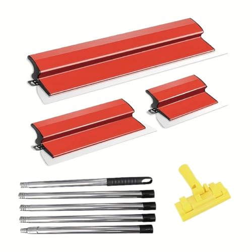 ZCHYTOOL Professional smoothing spatula set (250 mm, 400 mm, 600 mm) with telescopic rod 0.8-2 m for wall and ceiling