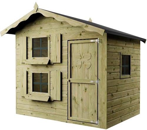 WALTONS | 7x5 Snowdrop Wooden Playhouse with Loft | Two-Story Kids Play House | Shiplap T&G Garden Wendy House | UKCA EN71 Certified | 10 Year Anti-Rot Guarantee
