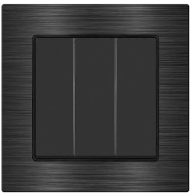 Générique Interrupteur Va Et Vient, Interupteur Interrupteur Mural 3 Voies 2 16 A 250 V, Panneau en Alliage d'aluminium 82 mm * for escalier(Black 3gang 2way)