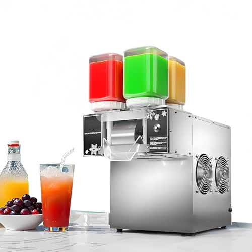 DowPie Macchina Automatica per Ghiaccio tritato, Macchina per Ghiaccio a Fiocchi di Neve Commerciale e Macchina per Ghiaccio tritato, velocità Regolabile, Adatta per Food Truck, ristoranti 220V-124FD