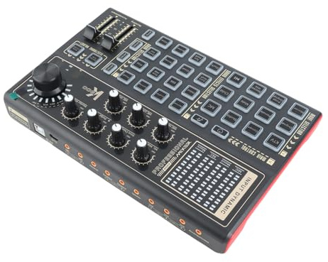Generic Mélangeur de Carte Son avec Lumières LED Dynamiques pour le Streaming et L'enregistrement, Changeur de Voix 20 Effets, Mélangeur Audio USB pour L'enregistrement de Jeux de Podcast, Idéal